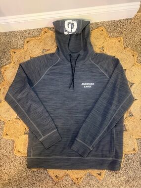 American Eagle Outfitters Heather Gray Waffle-Knit Hoodie
